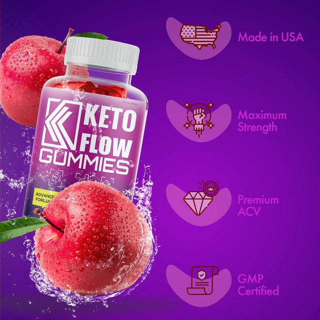 Keto Flow Gummies, Apple Cider Vinegar, Vitamin B12, Powerful Formula Weight Loss Supplement, 60 Gummies Total (2 Pack)