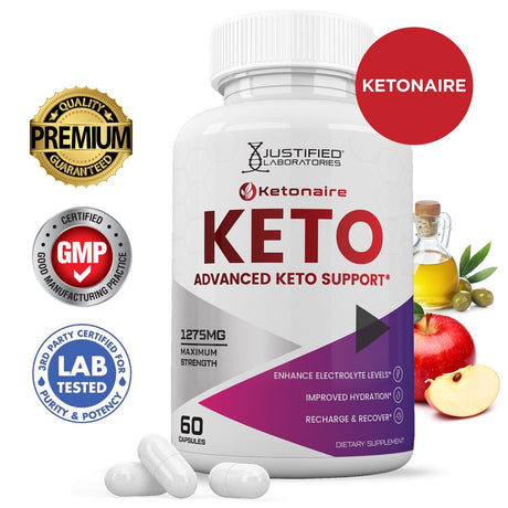 Ketonaire Keto ACV Pills 1275Mg Alternative to Gummies Dietary Supplement 60 Capsules