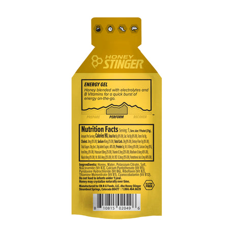 Honey Stinger Classic Energy Gels 1.2 Oz Pouches, Gold (6 Pack)