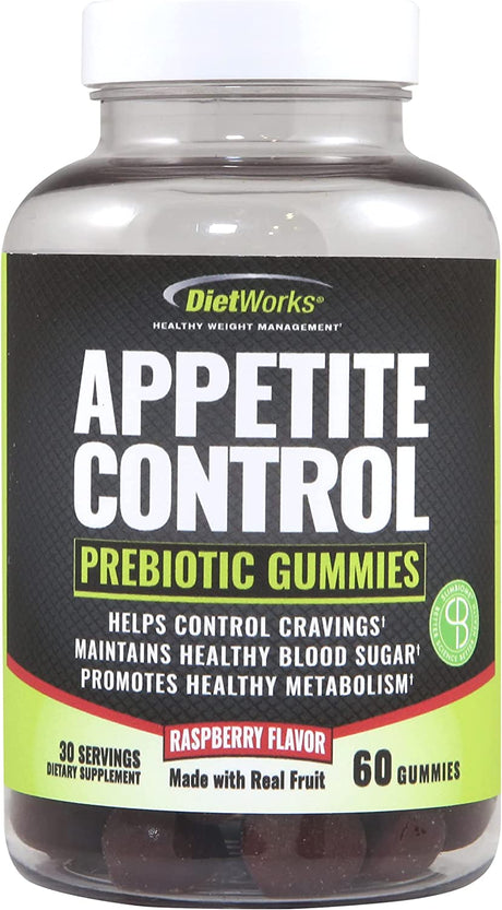Appetite Control Gummies, Suppressant for Weight Loss, Feel Fuller Faster, Raspberry Flavor, Black and Green, 60 Count