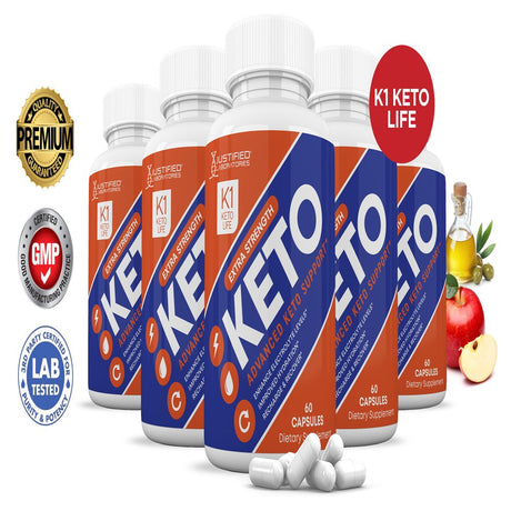 K1 Keto Life ACV Pills 1275 MG Stronger than Gummies Keto Support 5 Bottle