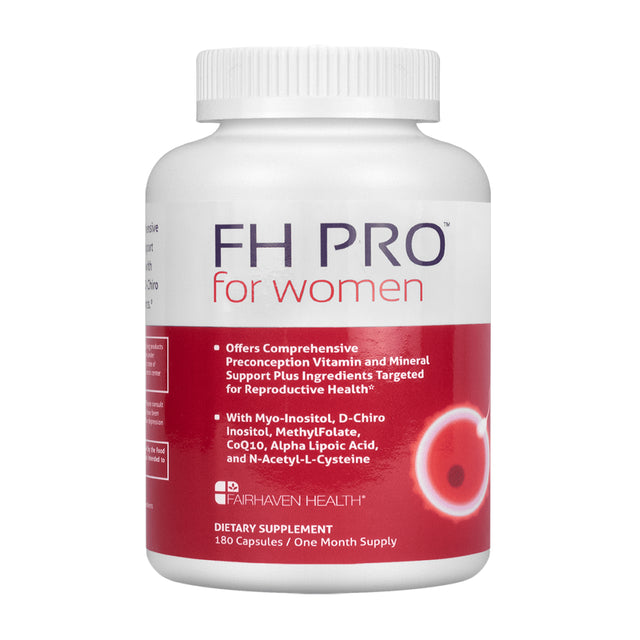 Fairhaven Health FH PRO for Women, Female Fertility Supplement and Prenatal Multivitamin to Support Regular Menstrual Cycles and Egg Health, 180 Vegetarian Capsules
