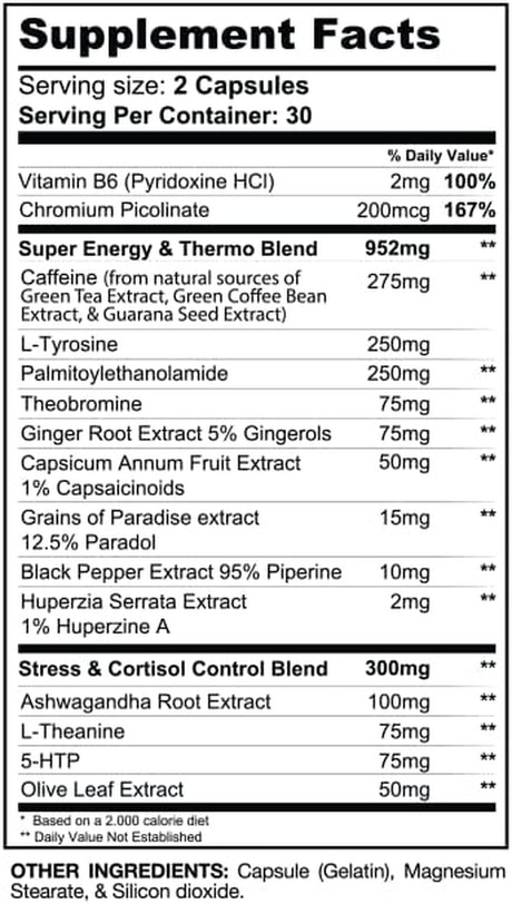 Gaspari Nutrition DTN8: Explosive Fat Burner, Natural Energy and Mental Focus, Adrenal and Stress Support (60 Capsules)