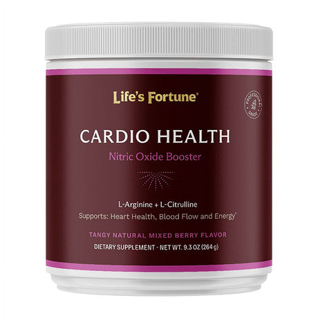Life'S Fortune Cardio Health-Blood Pressure Supplements, Natural Fruit Punch Flavor, Nitric Oxide Booster, L-Arginine, L-Citrulline, Complete Cardiovascular Support, Vegan, Non-Gmo
