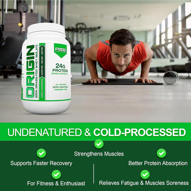 100% Grass Fed Whey Protein Isolate Unflavored-Low Carb-2Lb