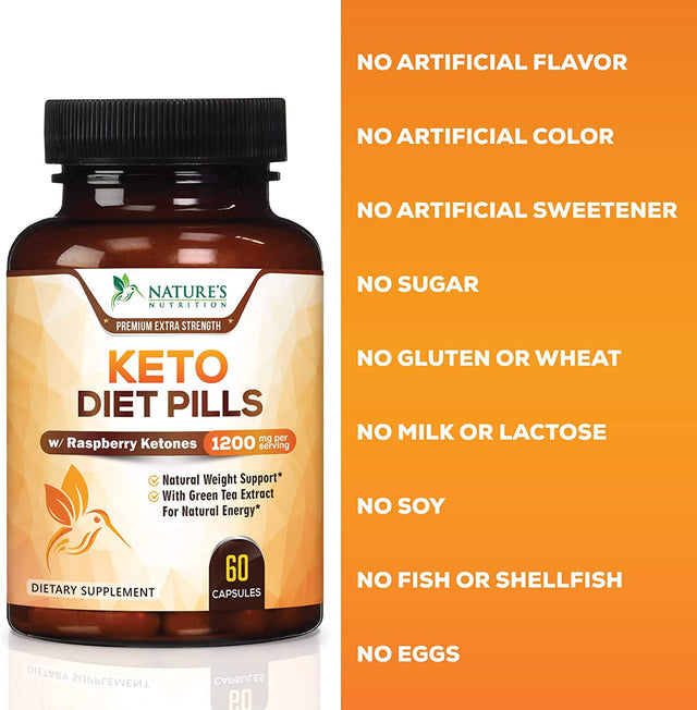 Keto Pills 1200Mg - Advanced Support Lean Keto Diet Pills - Use Fat for Energy & Focus in Ketosis - Ultra Fast Prime Keto Supplement for Women & Men - Nature'S Optimal Max Keto - 60 Capsules