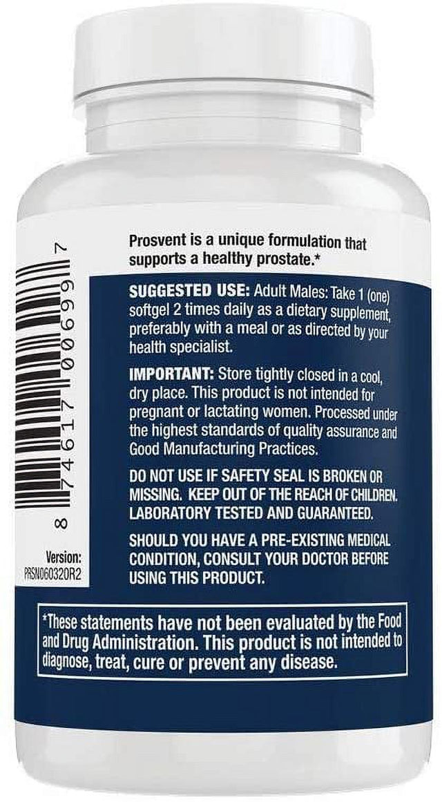 Prosvent – Natural Prostate Health Supplements for Men – Clinically Tested Ingredients - Saw Palmetto, Pygeum, Lycopene, Stinging Nettle, Beta Sitosterol, Pumpkin Seed Oil. 1 Month Supply