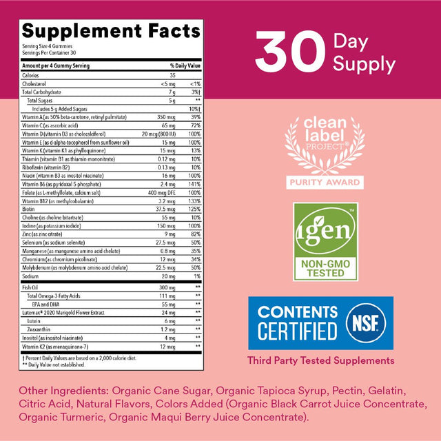 Smartypants Teen Girl Multi & Omega 3 Fish Oil Gummy Vitamins with D3, C & B12 - 120 Ct