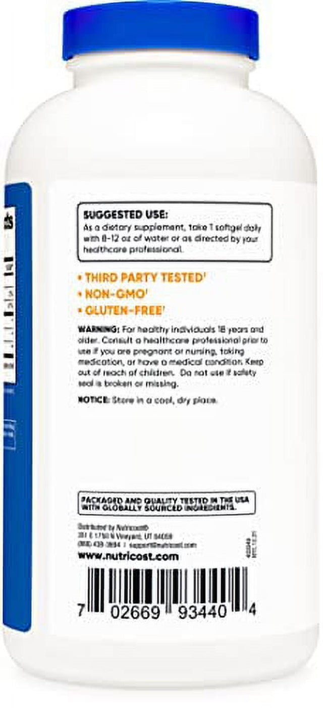 Nutricost Fish Oil Omega 3 Softgels with EPA & DHA (1000Mg of Fish Oil, 560Mg of Omega-3), 240 Softgels, Non-Gmo, Gluten Free.