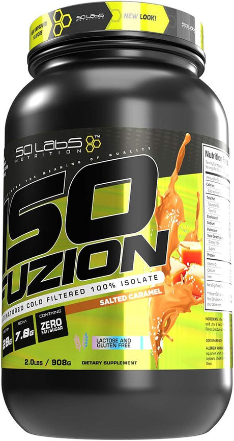Iso Fuzion 100% Whey Isolate by Scilabs Nutrition | 28G Non Denatured Protein Powder, Salted Caramel Flavor, 2Lb