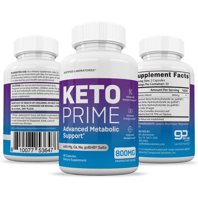Keto Prime Max 1200MG Pills Includes Apple Cider Vinegar Gobhb Strong Exogenous Ketones Advanced Ketogenic Supplement Ketosis Support for Men Women 60 Capsules