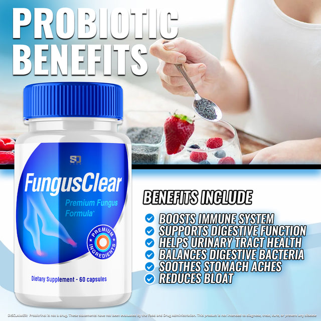 Fungus Clear - Probiotic Supplement - Supports Strong Healthy Natural Clear Toe and Finger Nails - Nail Treatment plus Eliminates Fungus - 120 Capsules (2 Pack)