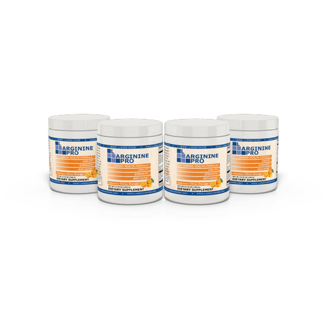 L-Arginine Pro Powder - 5500Mg L-Arginine, 1100Mg L-Citrulline Cardio Health (Citrus Orange, (4) Jars)
