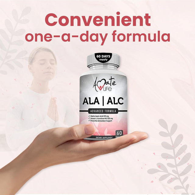 ALA/ALC High Potency Formula- Best Alpha Lipoic Acid and Acetyl-L-Carnitine Hcl Dietary Supplement- Antioxidant Support- Energy Boost- for Men and Women 60 Capsules