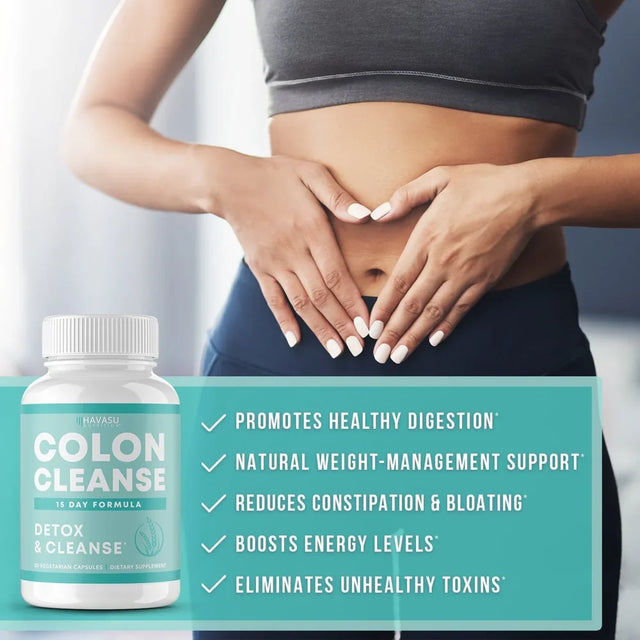 Havasu 15-Day Fast-Acting Colon Cleanse Detox | Laxative Pills for Constipation Relief, & Weight Loss, 30Ct