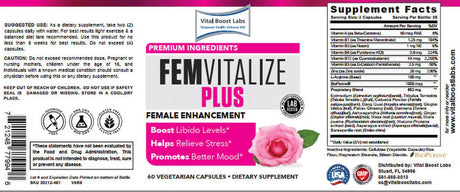 FEMVITALIZE plus (FEMALE ENHANCEMENT) 60 VEGETARIAN CAPSULES - VITAL BOOST LABS