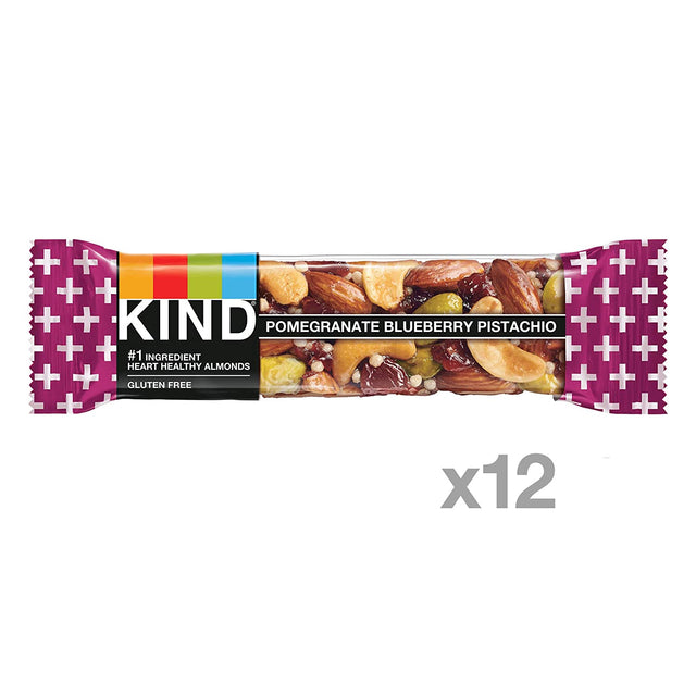KIND Bars, Pomegranate Blueberry Pistachio and Dark Chocolate Nuts and Sea Salt, Healthy Snacks, Gluten Free, 12 Count