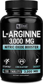 L Arginine 3000Mg (150 Tablets | 1000Mg) Maximum Dose L-Arginine Nitric Oxide Supplement for Supporting Muscle Growth, Vascular Function and Energy - L Arginine 1000Mg Capsules, Nitric Oxide Booster