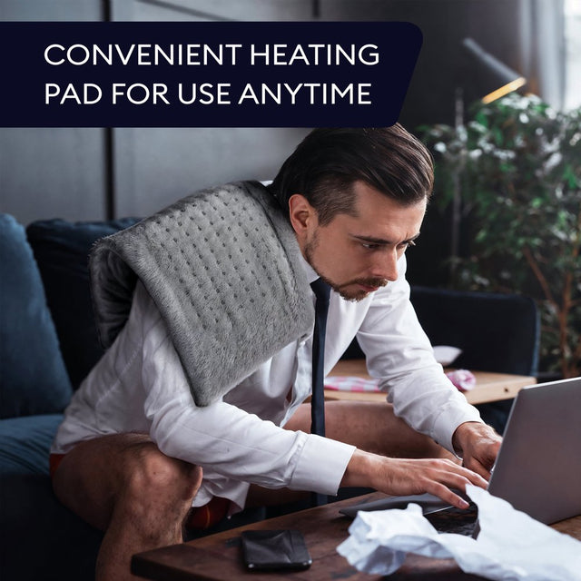 Geniani XL 𝐅𝐒𝐀/𝐇𝐒𝐀 Heating Pad for Back Pain & Cramps Relief - Heat Pad for Neck, Shoulders, and Muscle Pain with Auto Shut off (12"×24", Navy Gray)