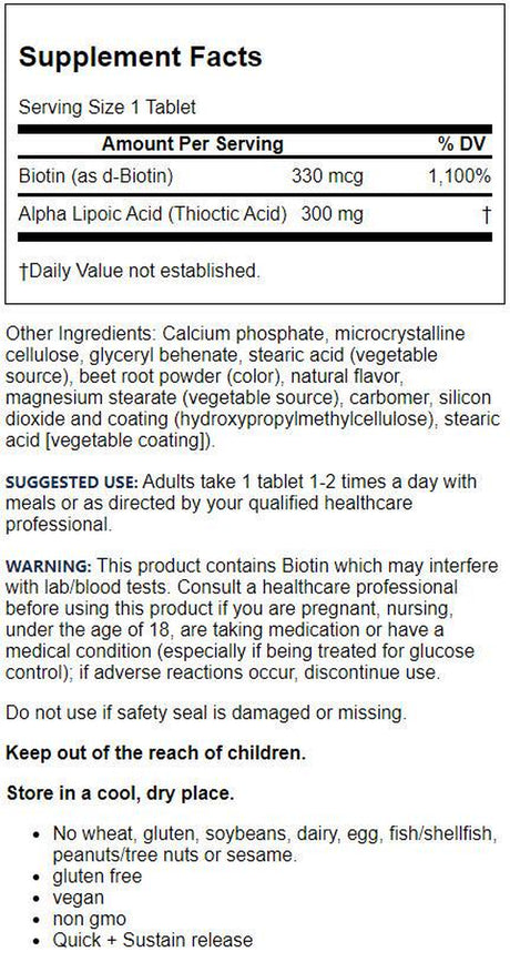Jarrow Formulas Alpha Lipoic Sustain, Promotes Glutathione* & Antioxidant Status*, 300 Mg, 60 Sustain Tabs