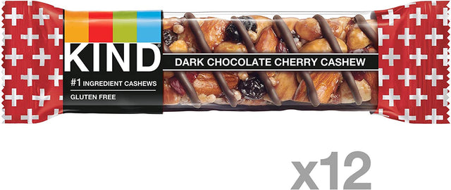 KIND Bars Honey Roasted Nuts & Sea Salt and Dark Chocolate Cherry Cashew Bars Bundle (12 Count)