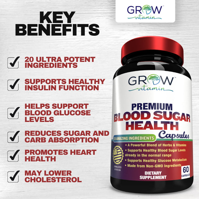 GROW VITAMIN SENSOLIN: Natural Blood Sugar Support Health Supplement, 60 Count