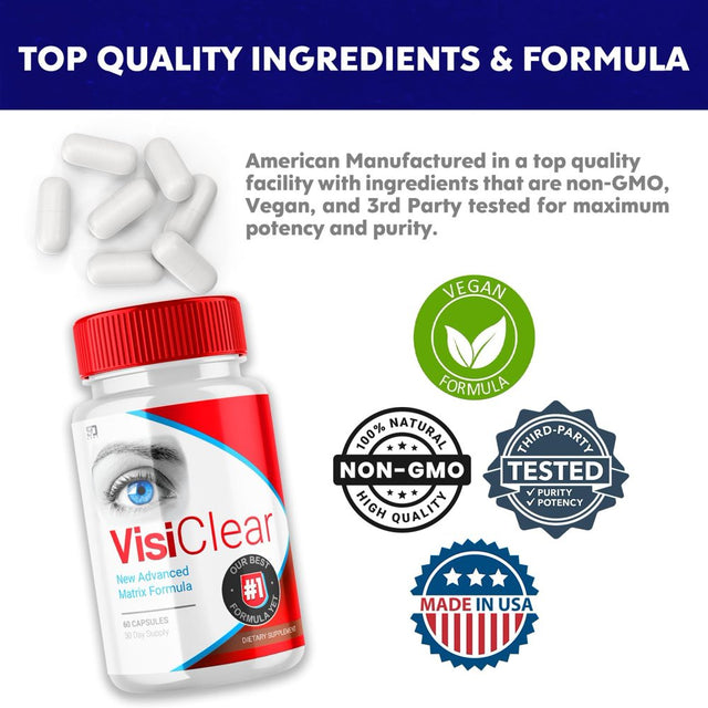 (5 Pack) Visiclear - New Advanced Revolutionary Eye Health Matrix Formula - Supports Healthy Vision - Supplement for Eyes Sight - 300 Capsules