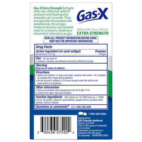 Gas-X Extra Strength Gas Relief Softgels with Simethicone 125 Mg - 20 Count