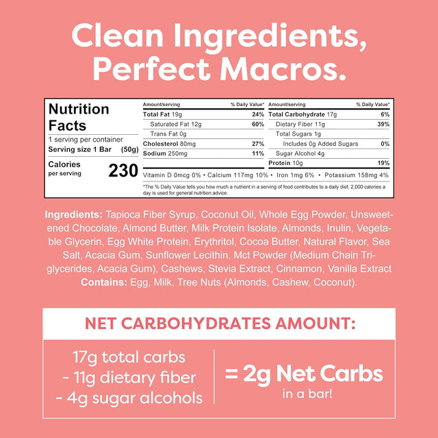 Kiss My Keto Salted Caramel Protein Bars – 1G Sugar, 9G Protein Keto Chocolate Bars – Low Carb Chocolate Bars – 12 Individually Wrapped Bars, Gluten Free Chocolate MCT Bars – Low Carb Candy Bars