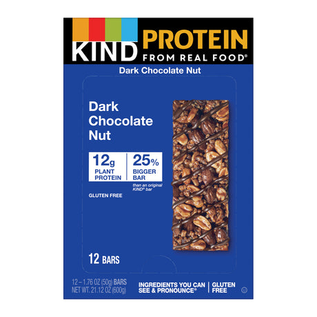 KIND Bars, Dark Chocolate Nut Protein Bar, Gluten Free, 1.76 Oz,12 Snack Bars