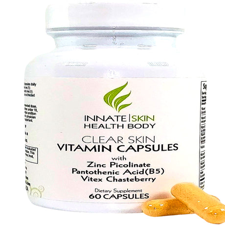 Clear Skin Acne Vitamin Capsules 15 Antioxidants, Botanicals, Minerals & Vitamins by Innate Skin 60 Count