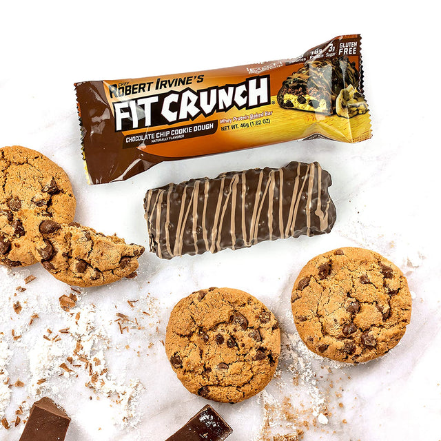 FITCRUNCH Snack Size Protein Bars, Designed by Robert Irvine, World’S Only 6-Layer Baked Bar, Just 3G of Sugar & Soft Cake Core (Chocolate Chip Cookie Dough)