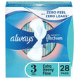 Always Infinity Feminine Pads with Wings, Size 3, Extra Heavy Absorbency, Unscented, 28 Ct