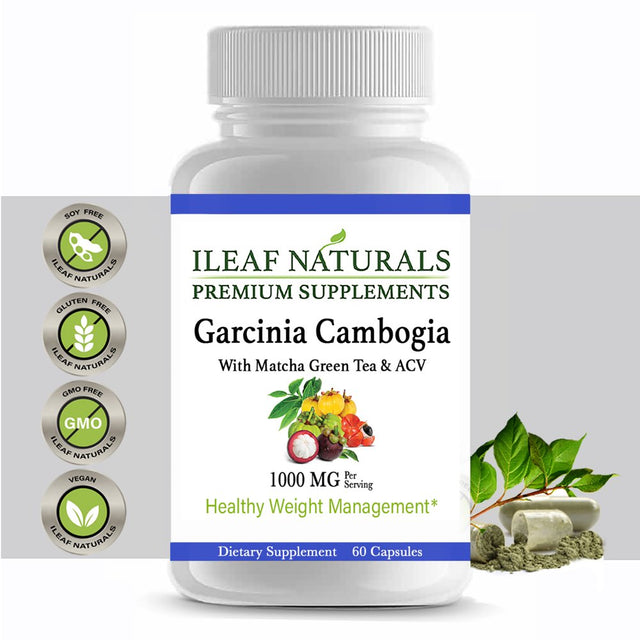 Ileafnaturals Garcinia Cambogia with Matcha Green Tea & ACV - 60 Veggie Capsules
