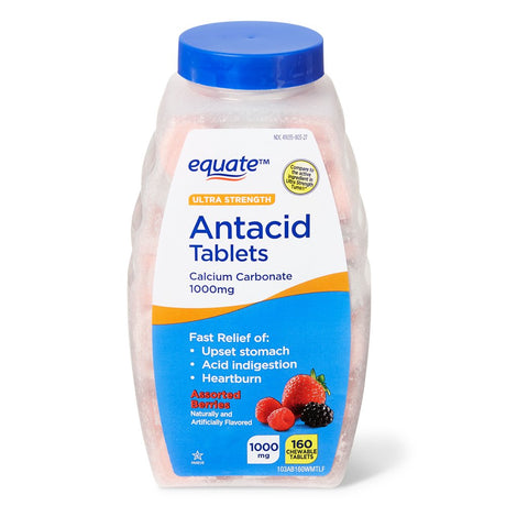 Equate Ultra-Strength Antacid Tablets, 1000 Mg, Assorted Berries, 160 Count