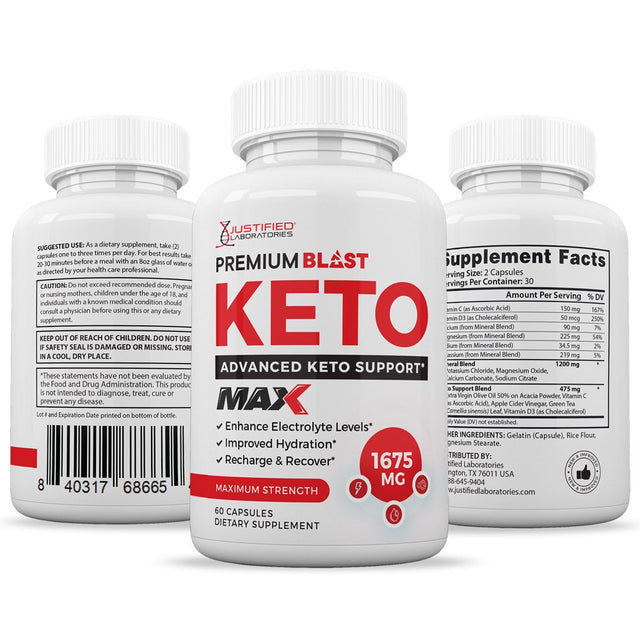(5 Pack) Premium Blast Keto ACV MAX Pills 1675Mg Dietary Supplement 300 Capsules