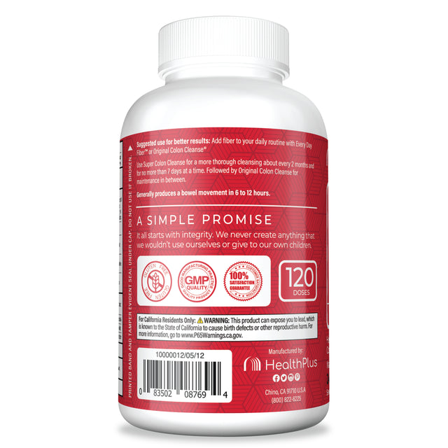 Health plus Super Colon Cleanse Laxative Capsules, 240-Count