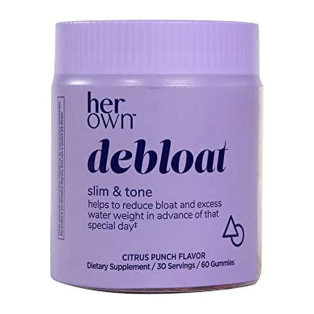 Her Own Debloat Gummy, Bloating and Gas Relief, Helps Reduce Water Retention, Supports Energy, with Apple Cider Vinegar and Dandelion, Gluten and Soy Free, Vegan, 60 Gummies, 60 Servings