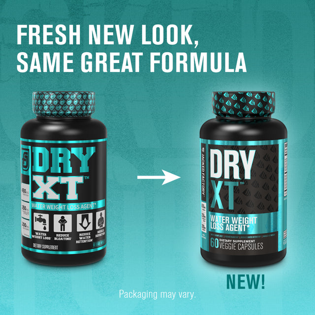 Jacked Factory Dry-Xt Water Weight Loss Diuretic Pills - Natural Supplement for Reducing Water Retention & Bloating Relief - 60 Veggie Capsules