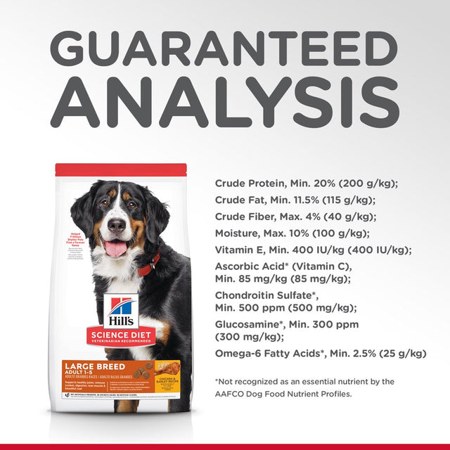 Hill'S Science Diet Adult Large Breed Chicken & Barley Recipe Dry Dog Food, 15 Lb Bag