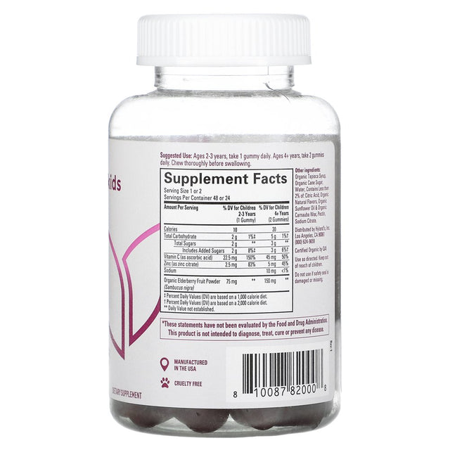 Kids Naturals, Organic Elderberry Plus, Natural Berry, Ages 2+, 48 Vegan Gummies, Hyland'S