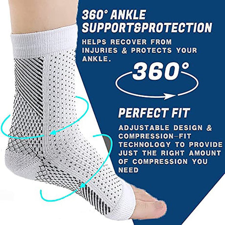 Joefnel Ankle Compression Sleeve for Women & Men, Ankle Brace Support, Neuropathy Sockswhitel/Xl
