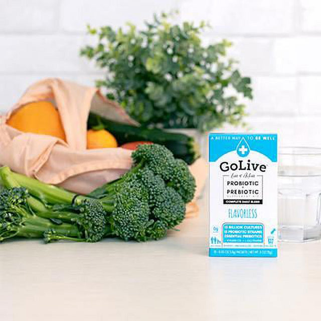 Golive Probiotic & Prebiotic Supplement, Flavorless Packet, 15+ Billion CFU, 10 Ct Box