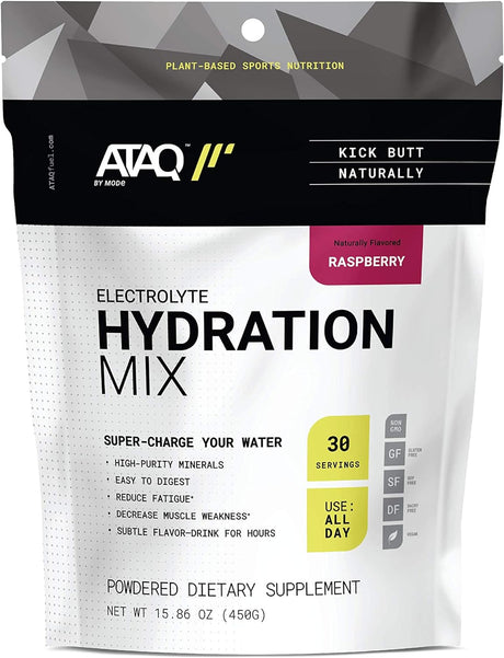 All-Natural Electrolyte Hydration Mix, Raspberry, Hydra 4G Mineral Blend, Betaine to Aid Metabolism, No Artificial Sweeteners, Gluten-Free, 450G Pouch, 30 Servings