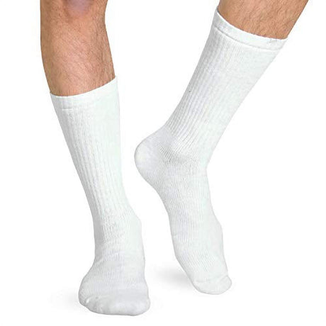 Heelbo Diabetic Socks for Sensitive Feet without Elastic for Men and Women for Circulatory Problems, Edema and Neuropathy, Mild Compression, White, Large