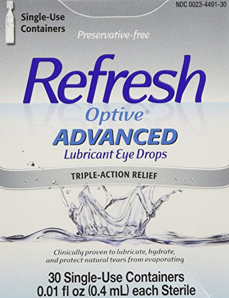Refresh Optive Advance Triple Action Optical Drops, Unisex, 30Ct, 2-Pack