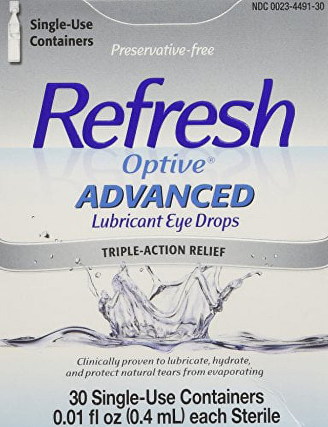 Refresh Optive Advance Triple Action Optical Drops, Unisex, 30Ct, 2-Pack
