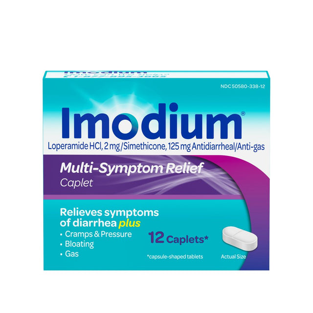 Imodium Multi-Symptom Relief Anti-Diarrheal Medicine Caplets, 12 Ct.