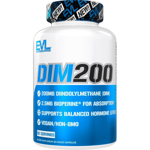 Evlution Nutrition DIM Supplement for Men 60Ct - Advanced Diindolylmethane DIM 200Mg Estrogen Blocker for Men with Bioperine for Enhanced Absorption