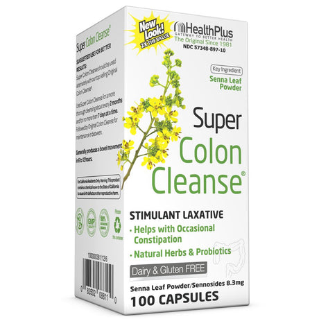 Health plus Super Colon Cleanse Laxative Capsules, 100-Count, 50 Servings